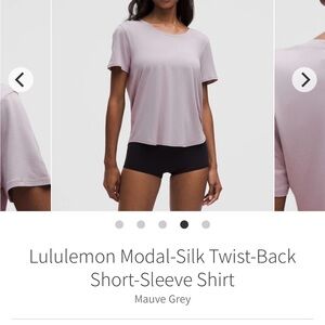 Lululemon Modal-Silk Twist Back Short Sleeve Shirt
